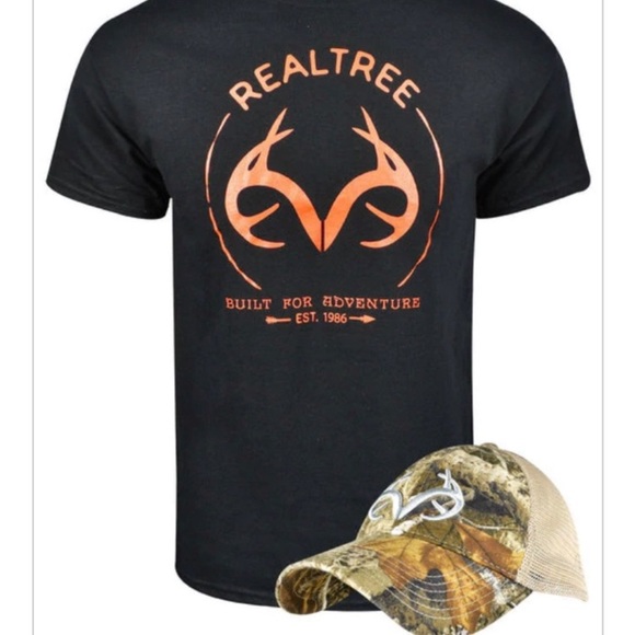 Realtree Other - NEW Realtree Men’s Black Tee with Matching Camouflage Hat